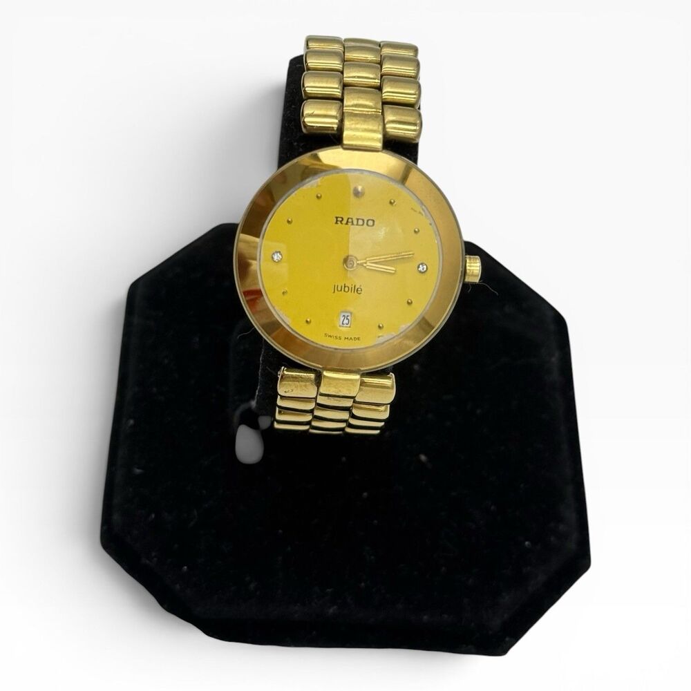 RADO La Coupole Watch 3P Diamonds Gold Plated Stainless Steel (Read Description)